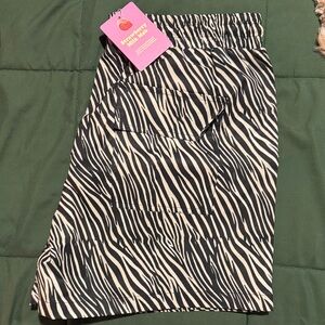 Strawberry Milk Mob Zebra Stripe Swim Trunks